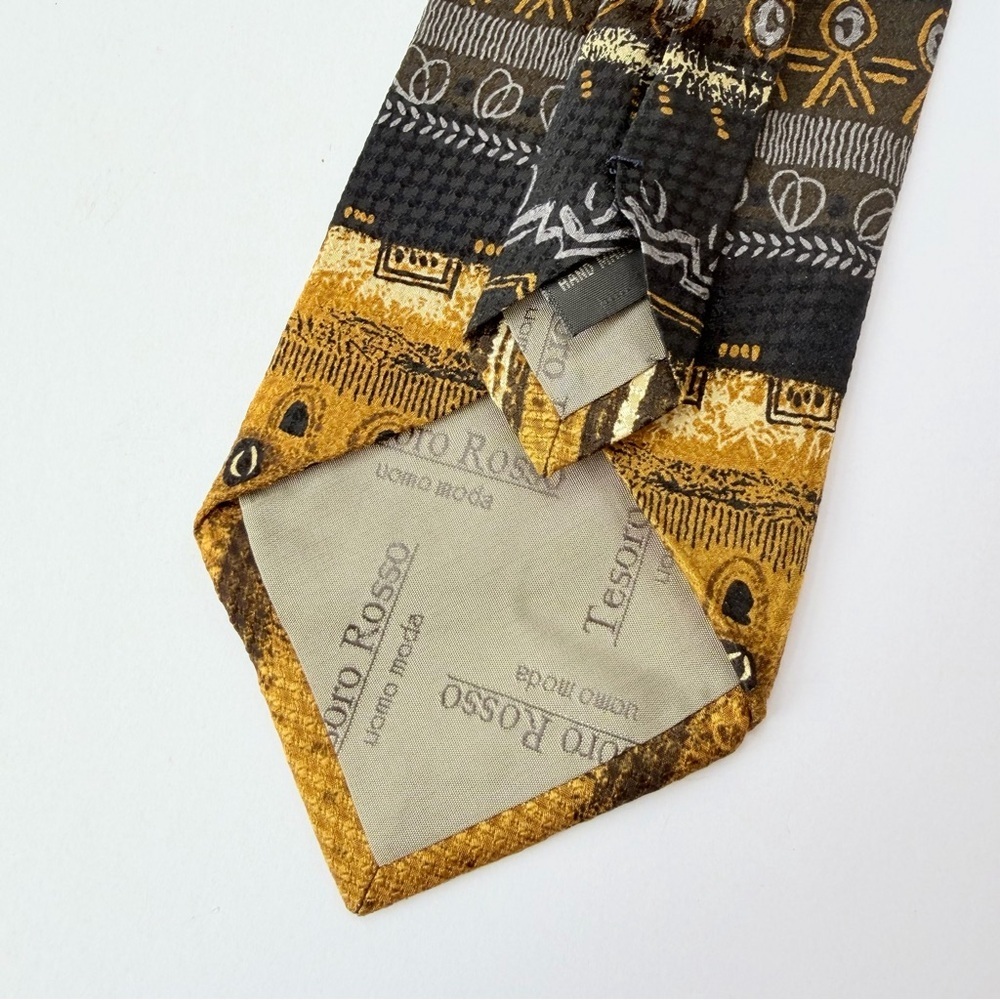 Men’s Tesoro Rossi Uomo Moda Silk Necktie
Brown, Black, and Gold - Picture 5 of 5